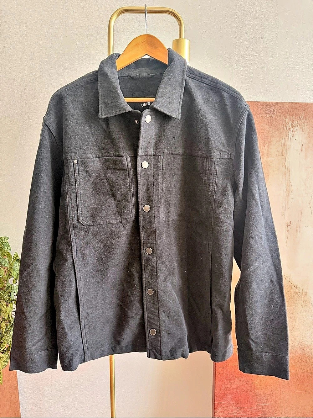 DUER Black Snap-Front Shirt Jacket
